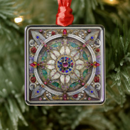 Ornamento De Metal Ruby, Ametist, Sapphire e Pearl Mandala
