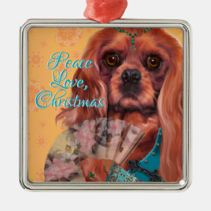 Ornamento De Metal Ruby Cavalier Spaniel Ornament