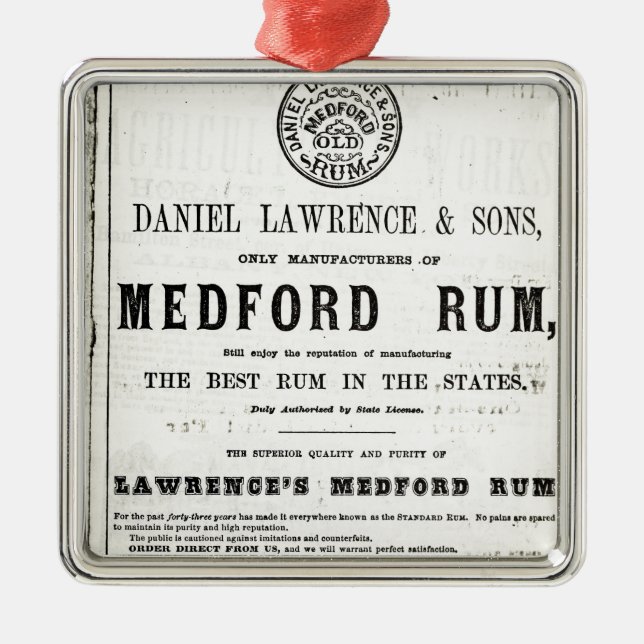 Ornamento De Metal Rum do Medford de Lawerence (Frente)
