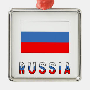 Ornamento De Metal Rússia e Bandeira Russa