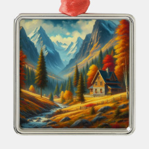 Ornamento De Metal Russo, Outono - Casca e rio