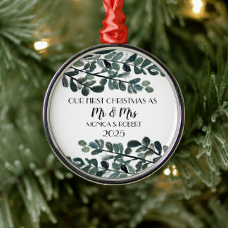 Ornamento De Metal Rustic Eucalyptus Keepsasasaame Primeiro Natal