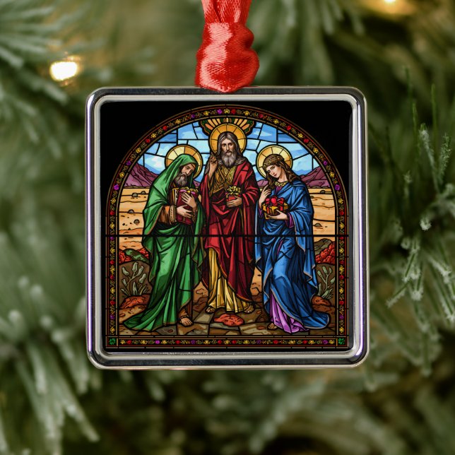 Ornamento De Metal Sacred Hearts Stained Glass Christmas (Árvore)