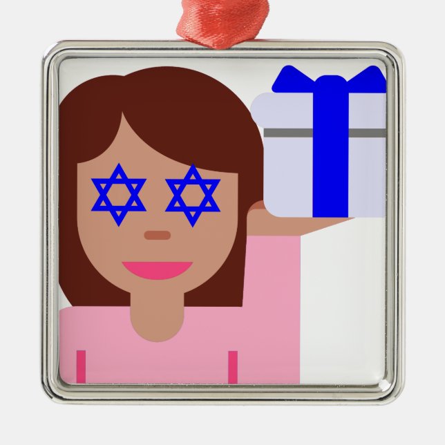 Ornamento De Metal sacudir de cabelo chanukkah emoji (Frente)