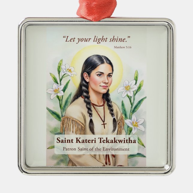Ornamento De Metal Saint Kateri Tekakwitha Religious Encouragement (Frente)