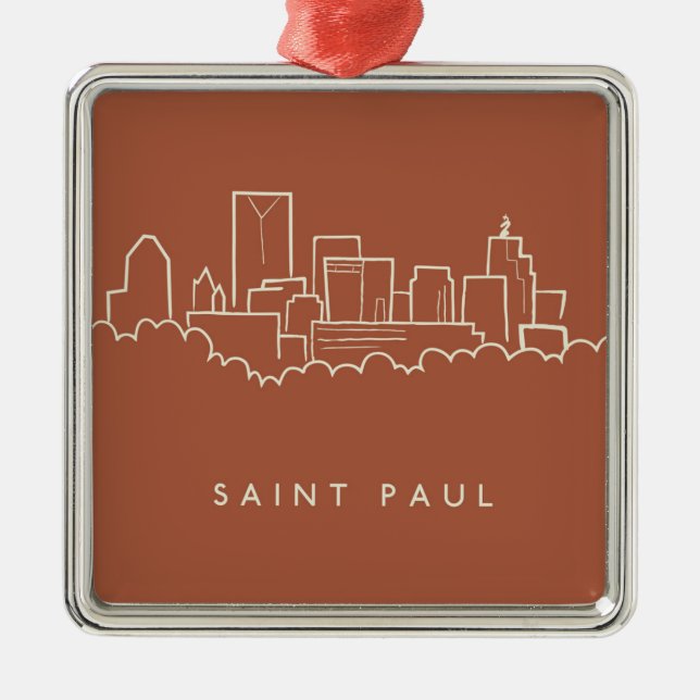 Ornamento De Metal Saint Paul, skyline de Minnesota (Frente)