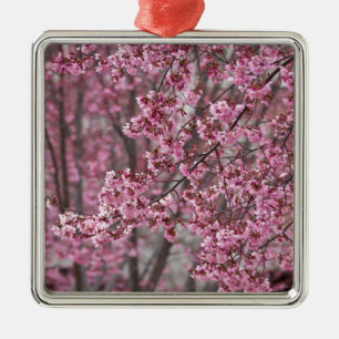 Ornamento De Metal Sakura Cherry Blossoms Fluindo Rosa