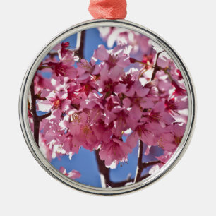 Ornamento De Metal Sakura Cherry Blossoms Red Stars