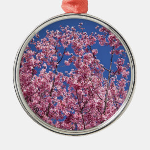 Ornamento De Metal Sakura Flores de Cerejeira no Azul