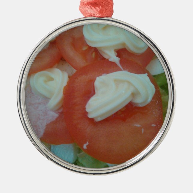 Ornamento De Metal Salada de Primavera saudável (Frente)