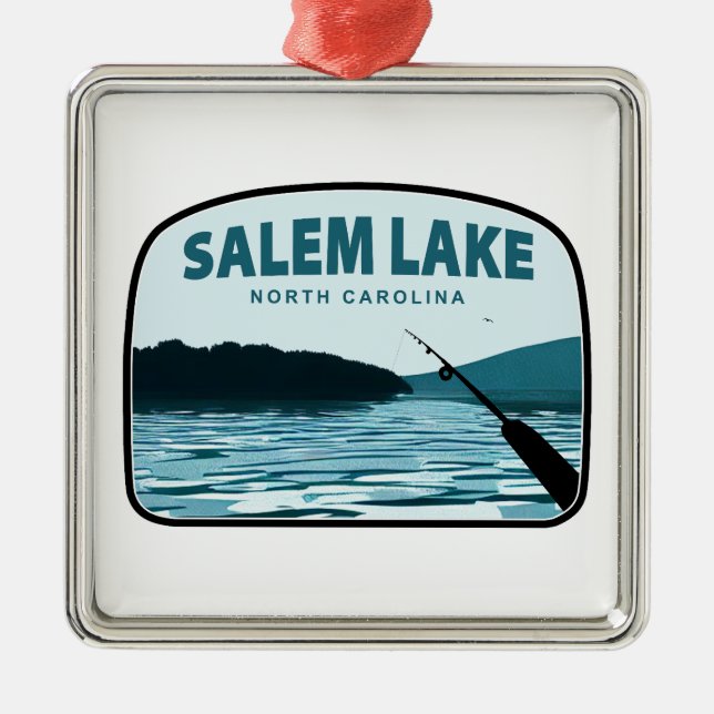 Ornamento De Metal Salem Lake North Carolina Fishing Rod (Frente)