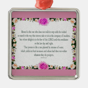 Ornamento De Metal Salm 1 Art - Abençoado, Direito, com Design Floral