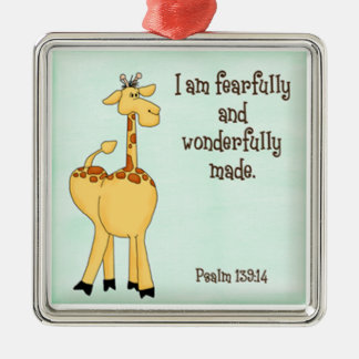 Ornamento De Metal salmo 139:14 crianças girafa verde cristã