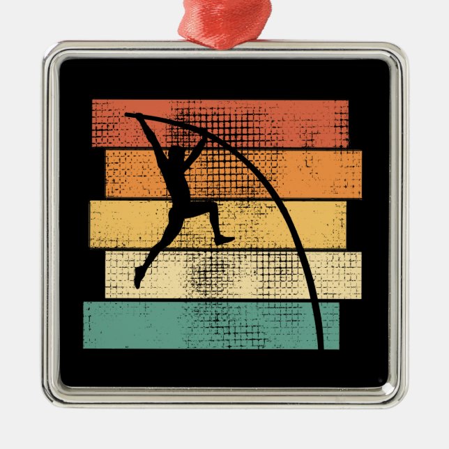 Ornamento De Metal Salto com Vara Retro  (Frente)