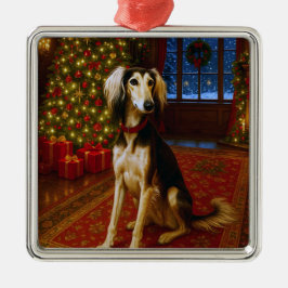 Ornamento De Metal Saluki Holiday