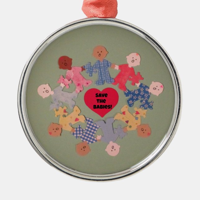 Ornamento De Metal Salve os bebês (Frente)