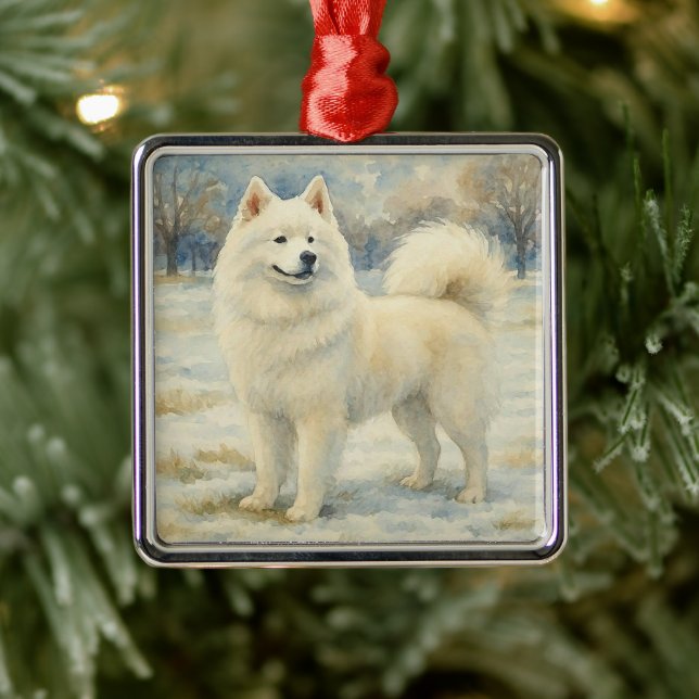 Ornamento De Metal Samoyed (Árvore)
