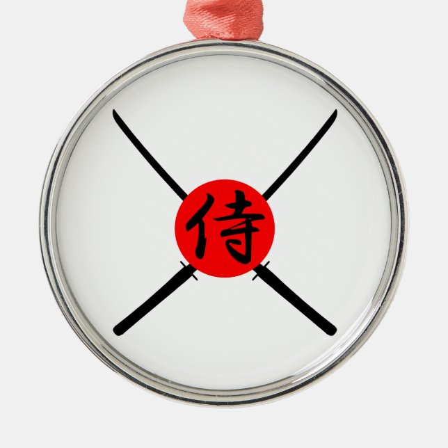 Ornamento De Metal SAMURAI - Espada & Kanji (Frente)