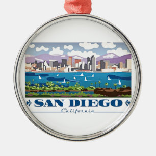 Ornamento De Metal San Diego Skyline