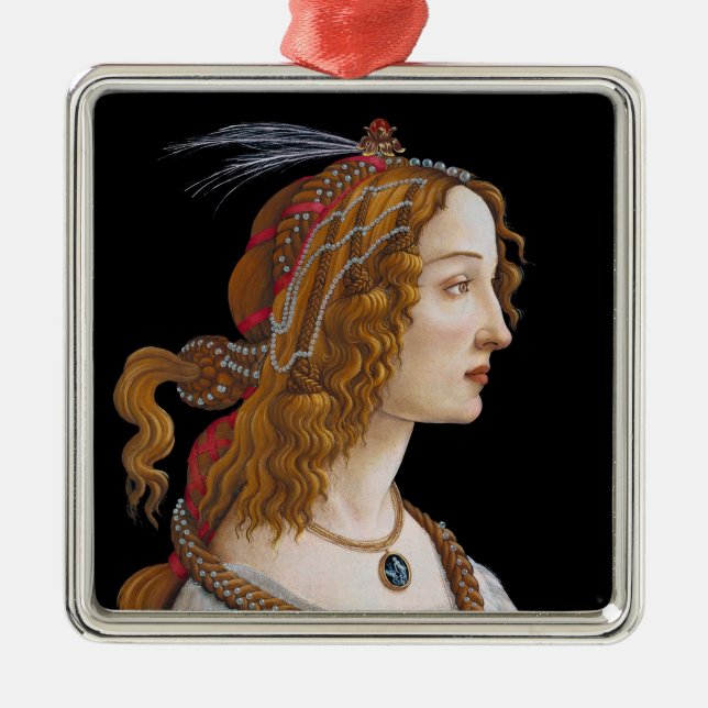Ornamento De Metal Sandro Botticelli - Retrato de Simonetta Vespucci (Frente)