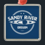 Ornamento De Metal Sandy River Oregon Kayaking<br><div class="desc">O rio Sandy tem origem nas altas geleiras do Monte Hood,  o pico mais proeminente nas Montanhas Cascata do Oregon e flui para o leste de Portland. Passa pela cidade de Molalla antes de entrar no rio maior perto de Canby</div>