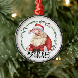 Ornamento De Metal Santa 2025