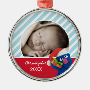 Ornamento De Metal Santa Hat Grover   Adicione seu nome