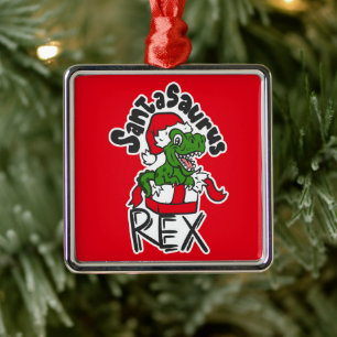 Ornamento De Metal Santasaurus Rex