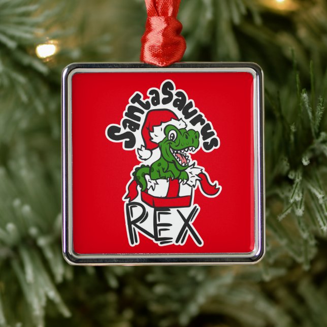 Ornamento De Metal Santasaurus Rex (Árvore)