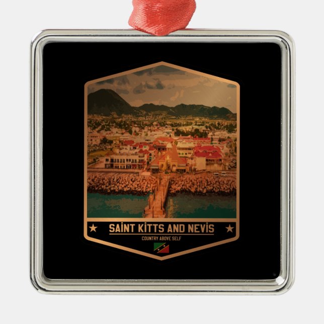 Ornamento De Metal Santo Kitts e Nevis (Frente)