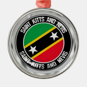 Ornamento De Metal Santo Kitts e Nevis Round Emblem