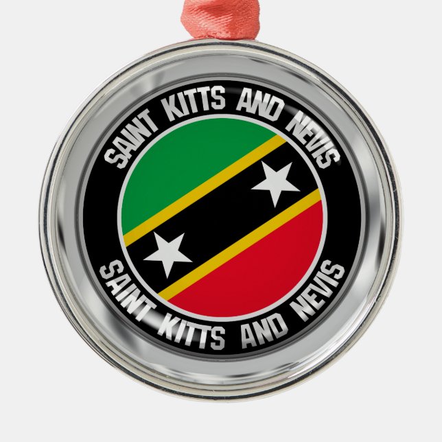 Ornamento De Metal Santo Kitts e Nevis Round Emblem (Frente)