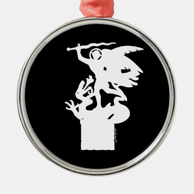 Ornamento De Metal Santo Michael e Dragon (em branco) (Frente)