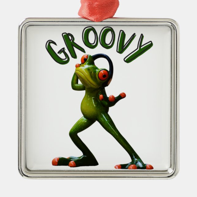 Ornamento De Metal Sapo Verde Groovy (Frente)