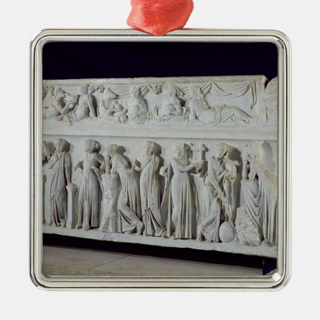 Ornamento De Metal Sarcófago com friso dos nove musas (Frente)