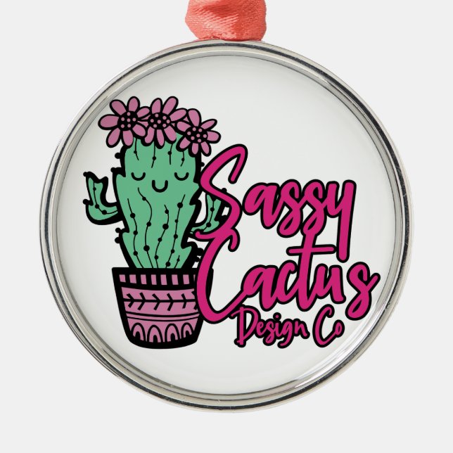 Ornamento De Metal Sassy Cactus Design Co [logótipo 1] (Frente)