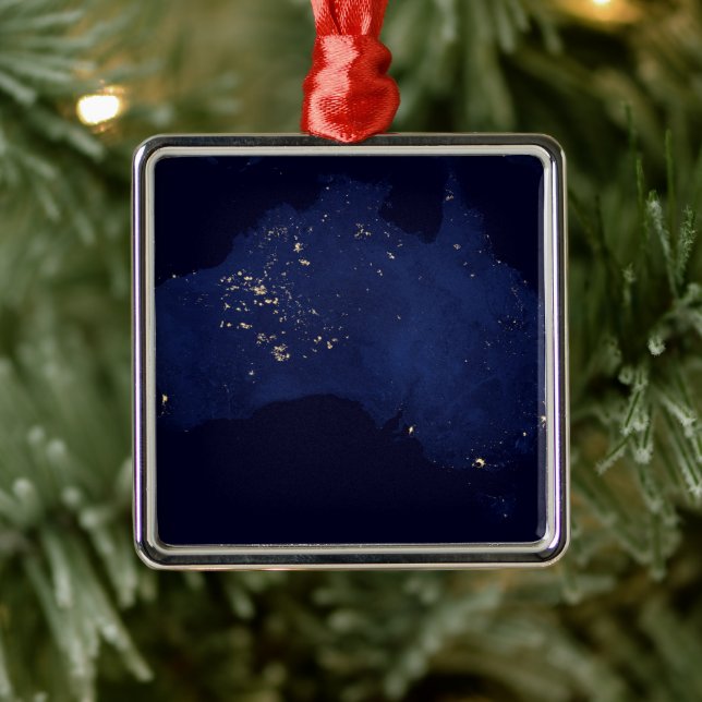 Ornamento De Metal Satélite As Luzes Noturnas Da Austrália. (Árvore)