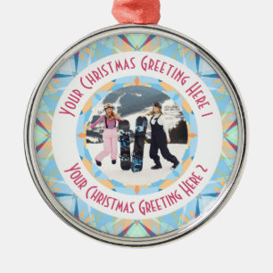 Ornamento De Metal Saudação de Foto Azul da Estrela de Natal Personal