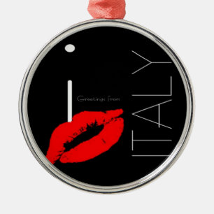 Ornamento De Metal Saudações de Itália Red Lipstick Love Kiss