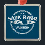 Ornamento De Metal Sauk River Washington Kayaking<br><div class="desc">O rio Sauk é um afluente do rio Skagit,  com cerca de 45 milhas de extensão,  no noroeste de Washington. Drena uma área do alto alcance da Cascata no divisor de águas de Puget Sound ao norte de Seattle.</div>