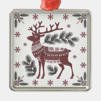 Ornamento De Metal Scandinavian Reindeer Christmas Ornament