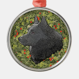 Ornamento De Metal Schipperke Wreath