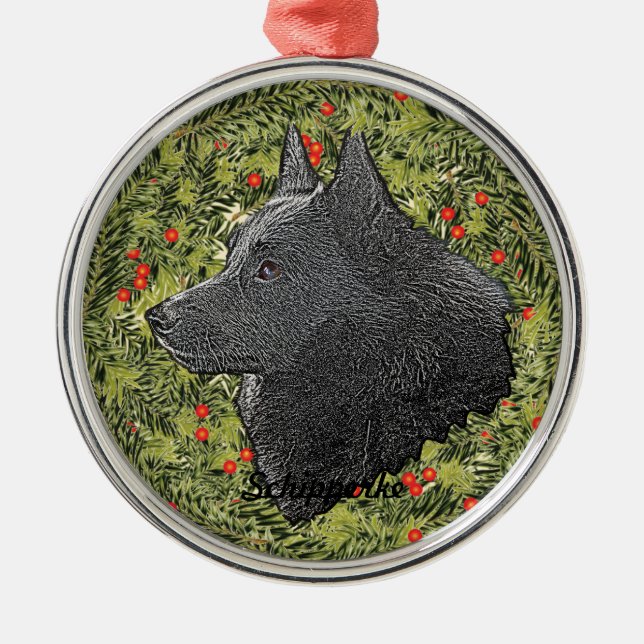 Ornamento De Metal Schipperke Wreath (Frente)
