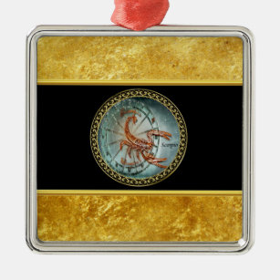 Ornamento De Metal Scorpio Zodiac Astrologia design de folha de ouro 