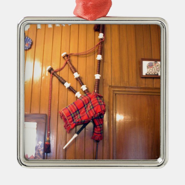 Ornamento De Metal Scotland Bagpipe Tartan Xadrez Instrumento Musical (Frente)