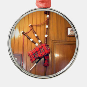 Ornamento De Metal Scotland Bagpipe Tartan Xadrez Instrumento Musical