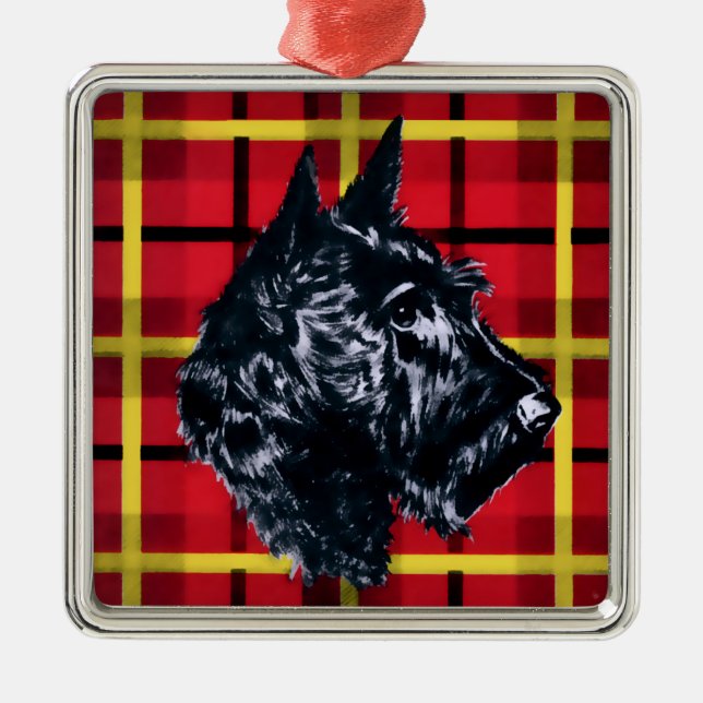 Ornamento De Metal Scottie Dog, Black Scottish Terrier Ornament (Frente)