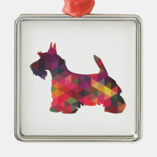Ornamento De Metal Scottie Dog Breed Geo Silhouette Multi