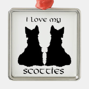 Ornamento De Metal Scottie Dog Love Silhouettes Ornament