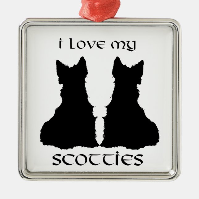 Ornamento De Metal Scottie Dog Love Silhouettes Ornament (Frente)
